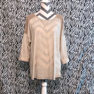 Faded Glory Tan 3/4 Sleeve Shirt